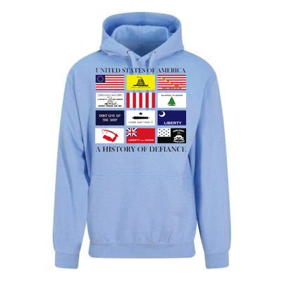 United States Of America A History Of Defiance  Unisex Surf Hoodie