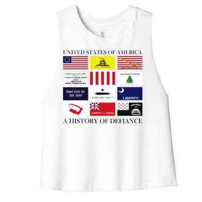 United States Of America A History Of Defiance  Women's Racerback Cropped Tank