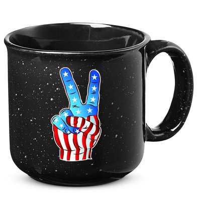 United States of America Peace Flag Stars 15oz Campfire Ceramic Mug