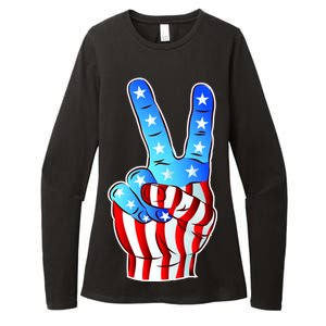 United States of America Peace Flag Stars Womens CVC Long Sleeve Shirt