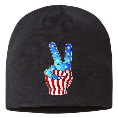 United States of America Peace Flag Stars Sustainable Beanie