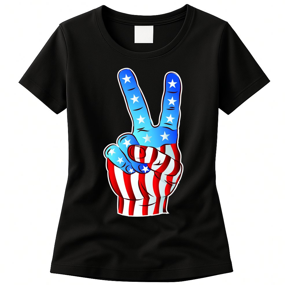 United States of America Peace Flag Stars Womens T-Shirt