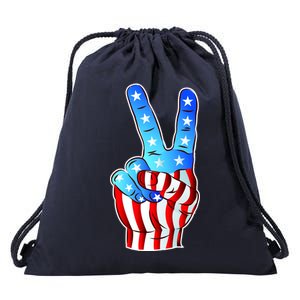 United States of America Peace Flag Stars Drawstring Bag