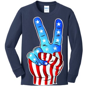 United States of America Peace Flag Stars Kids Long Sleeve Shirt