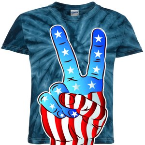 United States of America Peace Flag Stars Kids Tie-Dye T-Shirt