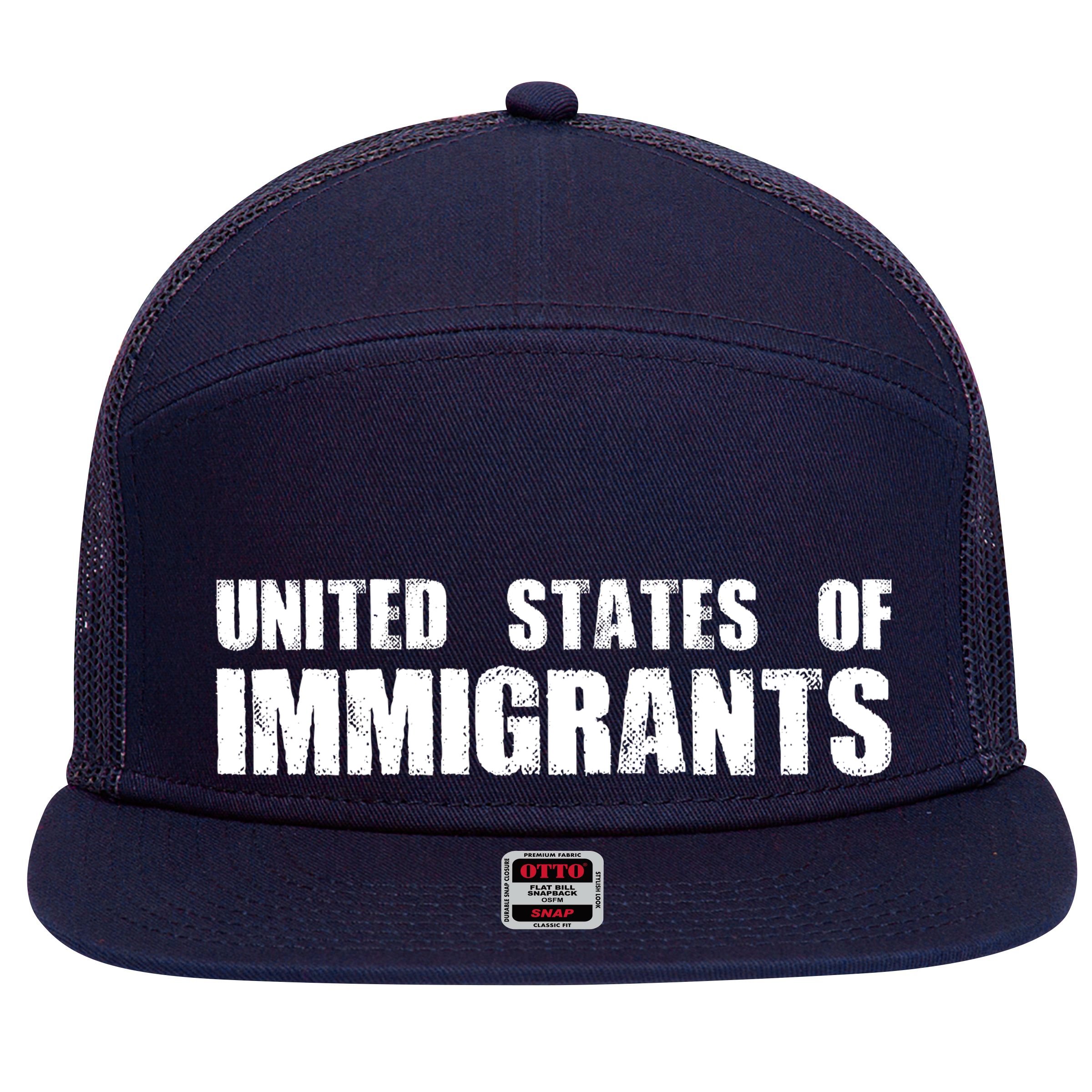 United States of Immigrants American Citizen 7 Panel Mesh Trucker Snapback Hat