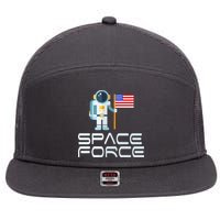 United States Space Force Astronaut Flag 7 Panel Mesh Trucker Snapback Hat