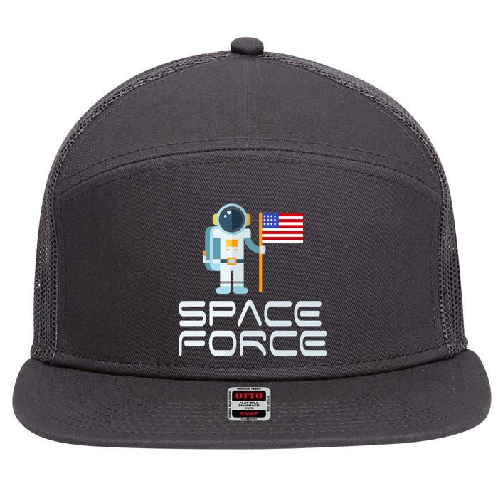 United States Space Force Astronaut Flag 7 Panel Mesh Trucker Snapback Hat