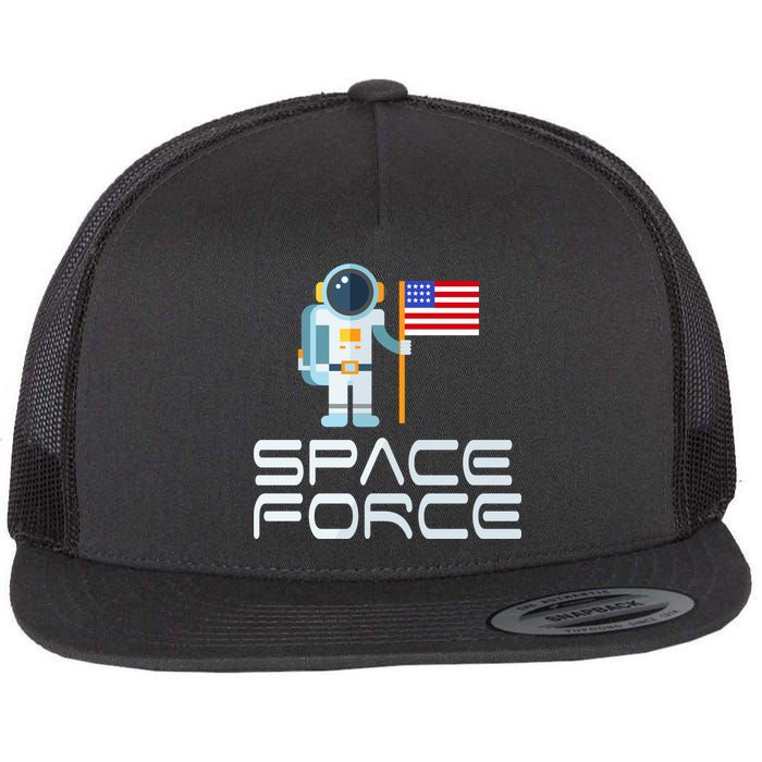 United States Space Force Astronaut Flag Flat Bill Trucker Hat