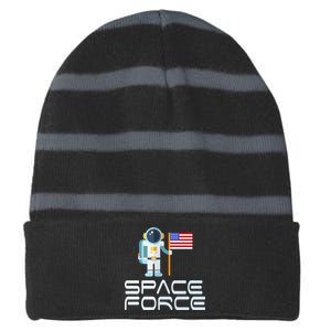 United States Space Force Astronaut Flag Striped Beanie with Solid Band