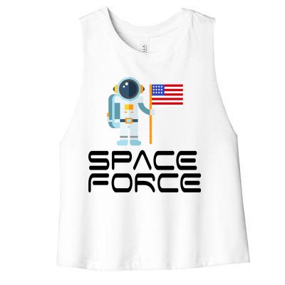 United States Space Force Astronaut Flag Women's Racerback Cropped Tank