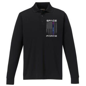 United States Space Force Flag Performance Long Sleeve Polo