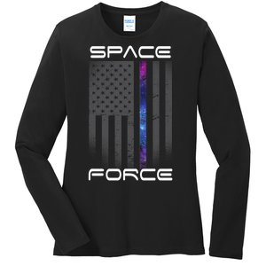 United States Space Force Flag Ladies Long Sleeve Shirt