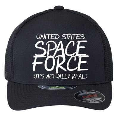 United States Space Force It's Actually Real Flexfit Unipanel Trucker Cap