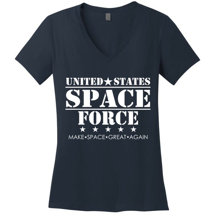 United States Space Force Make Space Great Again Women's V-Neck T-Shirt