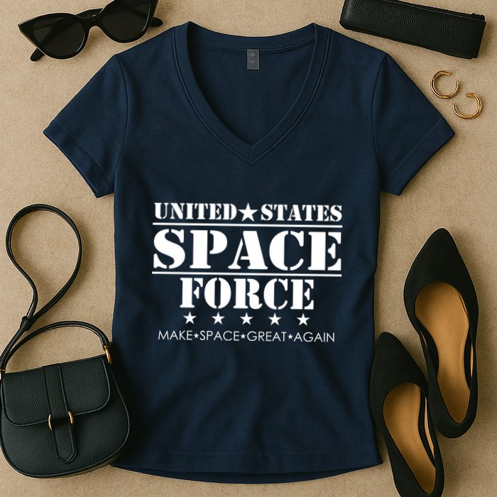 United States Space Force Make Space Great Again Women's V-Neck T-Shirt