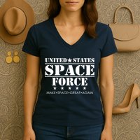 United States Space Force Make Space Great Again Women's V-Neck T-Shirt