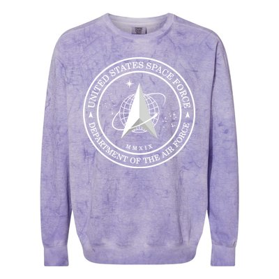 United States Space Force Outline Logo Colorblast Crewneck Sweatshirt