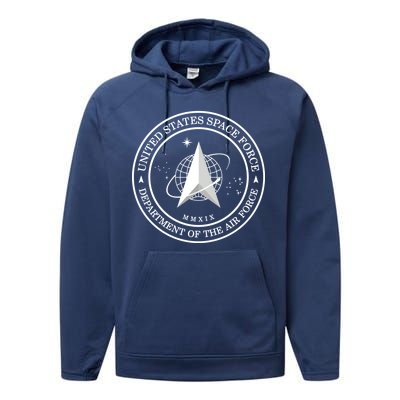 United States Space Force Outline Logo Performance Fleece Hoodie