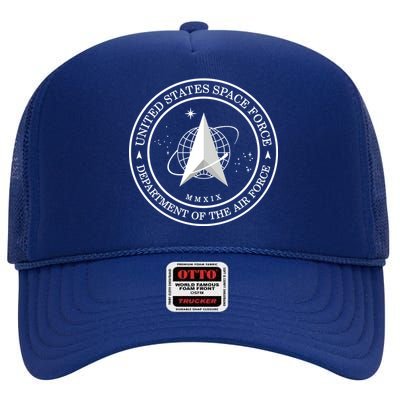 United States Space Force Outline Logo High Crown Mesh Back Trucker Hat