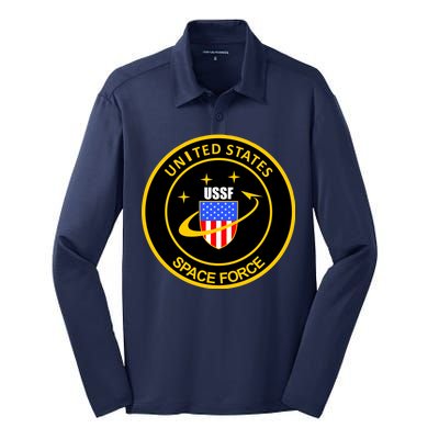 United States Space Force USSF Silk Touch Performance Long Sleeve Polo