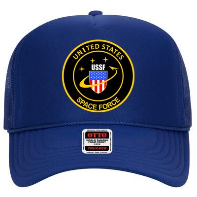 United States Space Force USSF High Crown Mesh Back Trucker Hat