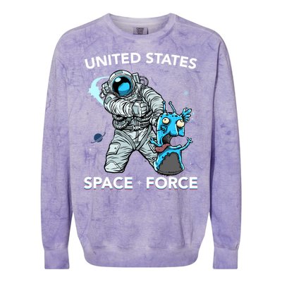 United States Space Force USSF Alien Fight Colorblast Crewneck Sweatshirt