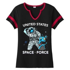 United States Space Force USSF Alien Fight Ladies Halftime Notch Neck Tee