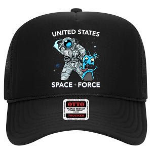 United States Space Force USSF Alien Fight High Crown Mesh Back Trucker Hat