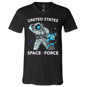 United States Space Force USSF Alien Fight V-Neck T-Shirt