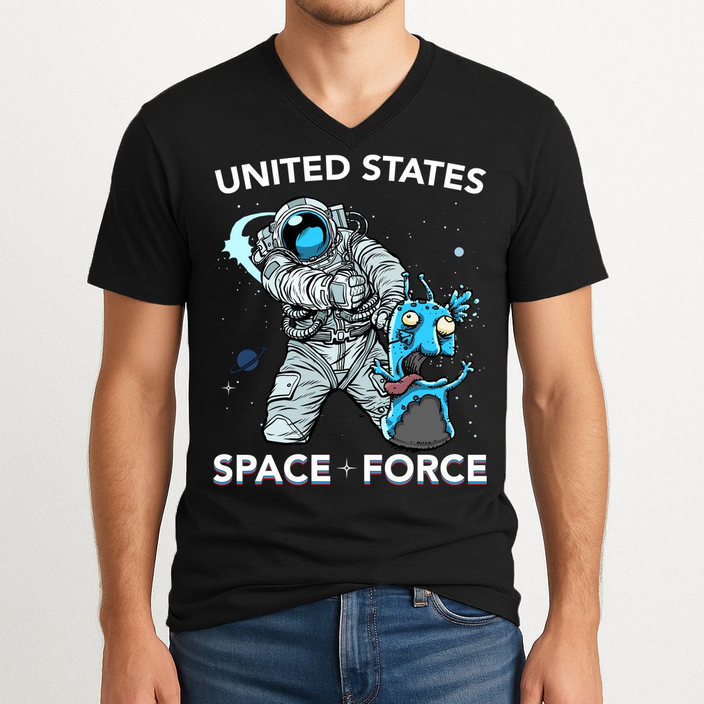 United States Space Force USSF Alien Fight V-Neck T-Shirt
