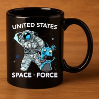 United States Space Force USSF Alien Fight 11oz C Handle Ceramic Mug