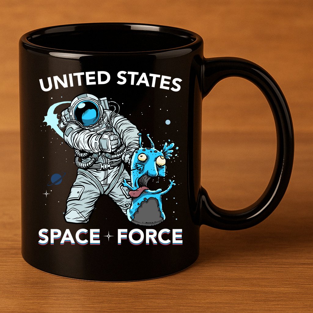 United States Space Force USSF Alien Fight 11oz C Handle Ceramic Mug