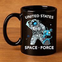 United States Space Force USSF Alien Fight 11oz C Handle Ceramic Mug