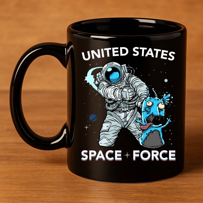 United States Space Force USSF Alien Fight 11oz C Handle Ceramic Mug
