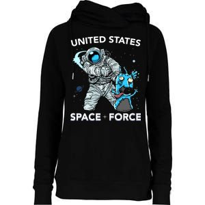 United States Space Force USSF Alien Fight Womens Funnel Neck Pullover Hood