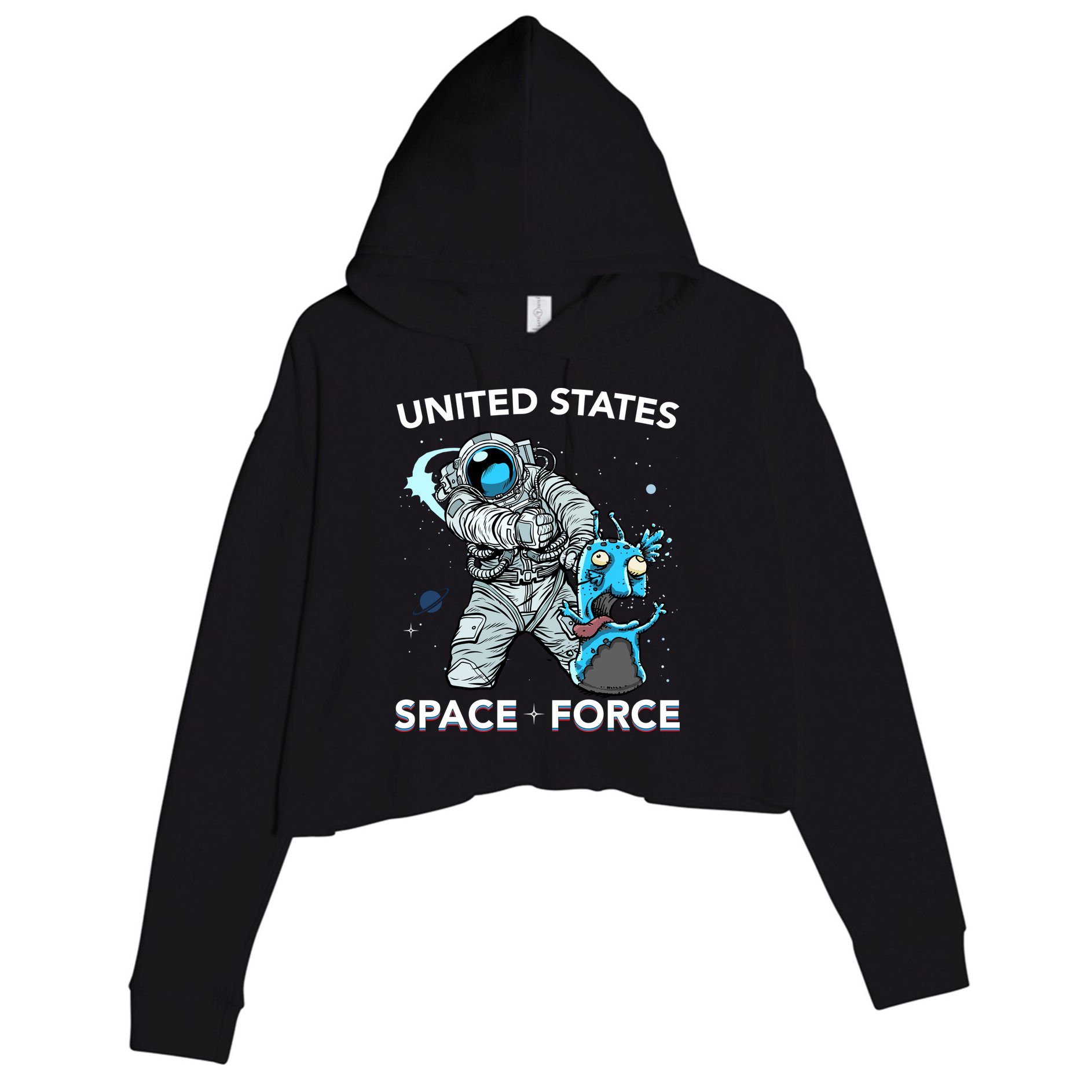 United States Space Force USSF Alien Fight Crop Fleece Hoodie