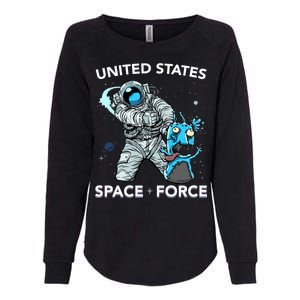 United States Space Force USSF Alien Fight Womens California Wash Sweatshirt