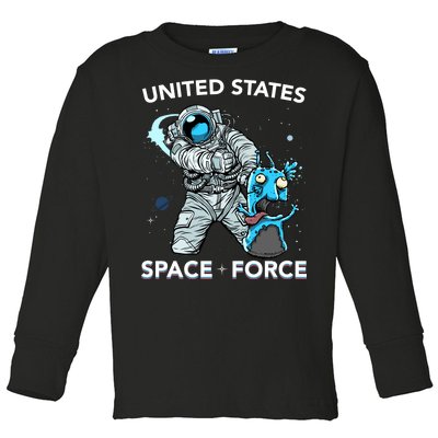 United States Space Force USSF Alien Fight Toddler Long Sleeve Shirt