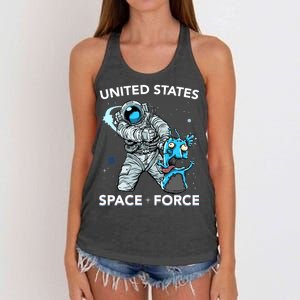 United States Space Force USSF Alien Fight Women's Knotted Racerback Tank