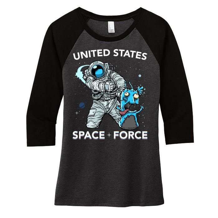 United States Space Force USSF Alien Fight Women's Tri-Blend 3/4-Sleeve Raglan Shirt