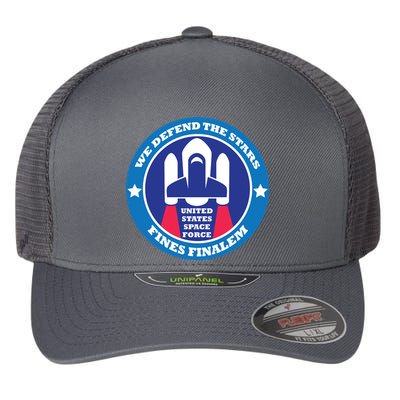 United States Space Force We Defend the Stars Flexfit Unipanel Trucker Cap