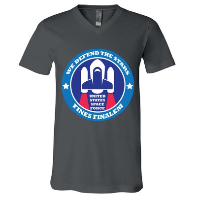 United States Space Force We Defend the Stars V-Neck T-Shirt
