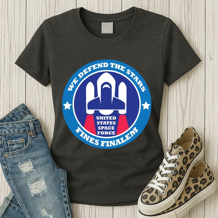 United States Space Force We Defend the Stars Womens T-Shirt