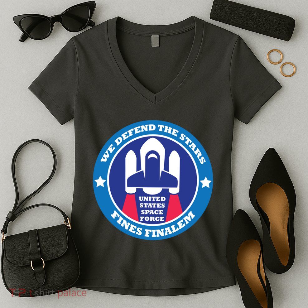 United States Space Force We Defend the Stars Women's V-Neck T-Shirt