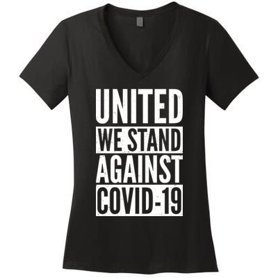 United We Stand Against Covid-19 Women's V-Neck T-Shirt