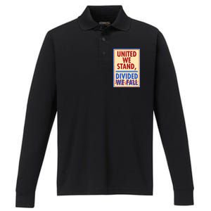 United We Stand Divided Performance Long Sleeve Polo