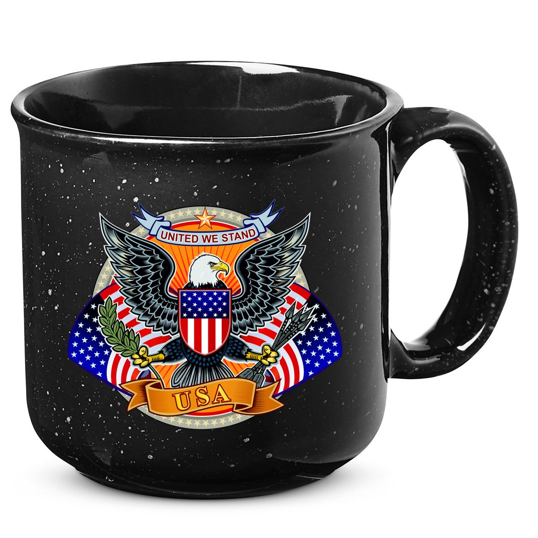 United We Stand USA Eagle Crest 15oz Campfire Ceramic Mug