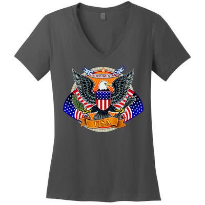 United We Stand USA Eagle Crest Women's V-Neck T-Shirt