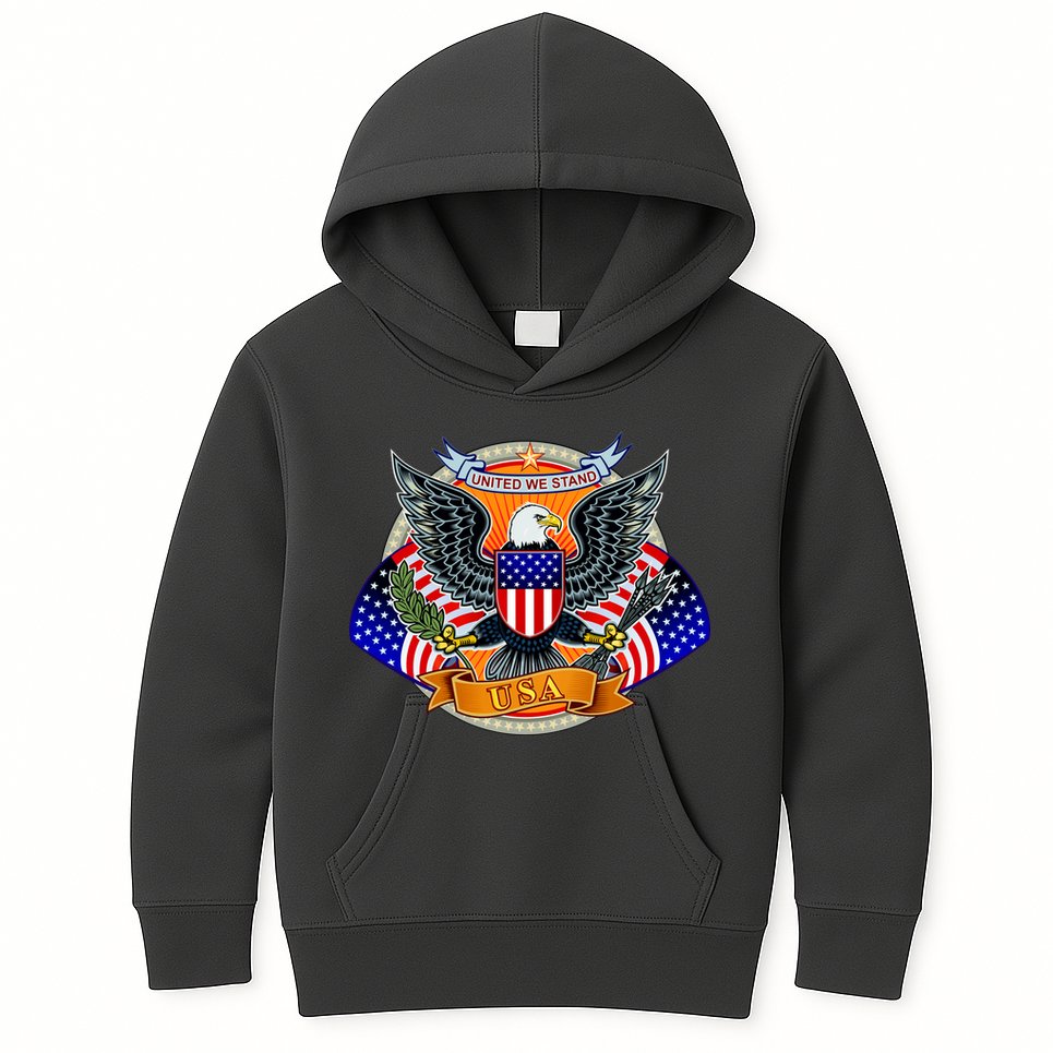 United We Stand USA Eagle Crest Kids Hoodie